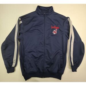 Cleveland Indians Track Jacket Mens M‎ Blue Chief Wahoo Full Zip Limited Use